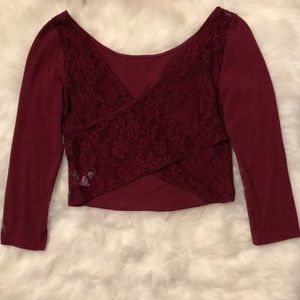 Sheer Lace Crossed Back Crop Top